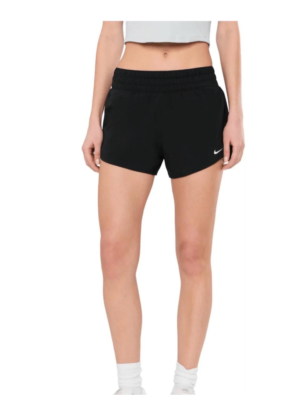 Nike Women’s Black Athletic Running Shorts with White Swoosh